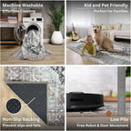 Bloom Rugs Washable Non-Slip 12 ft Runner - Charcoal/Brown Traditional Medallion Runner for Entryway, Hallway, Bathroom, and Kitchen - Exact Size: 2.5' x 12'