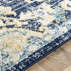 Livabliss Area Rugs - 5x7 Odelia Vintage Boho Blue Aqua Slate Area Rug for Living Room Bedroom - Floral Medallion Stain Resistant Carpet for Kitchen, Nursery, Office (5'3" x 7'3")