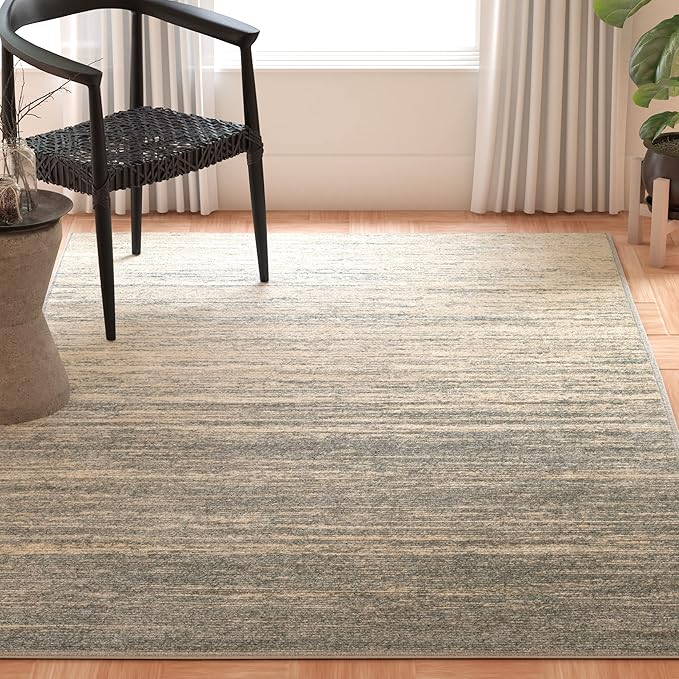SAFAVIEH Adirondack Collection Area Rug - 5' Square, Slate & Cream, Modern Ombre Design, Non Shedding & Easy to Clean, Ideal for Living Room, Bedroom, Office, Dining Space (ADR113T)