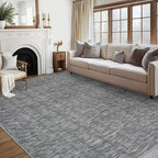 RUGSREAL Living Room Area Rug 10x13 Modern Solid Color Large Bedroom Rug with Rubber Backing Stain Resistant Low Pile Dining Room Throw Carpet Contemporary Washable Rug for Home Decor Office, Grey