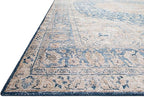 Loloi Layla Collection LAY-07 Blue/Tangerine 9'-0" x 12'-0" .13" Thick Area Rug, Soft, Durable, Vintage Inspired, Distressed, Low Pile, Non-Shedding, Easy Clean, Printed, Living Room Rug