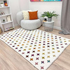 Alfa Rich 3x5 Moroccan White Area Rugs for Living Room Decor Washable Cotton Pet Friendly Runner