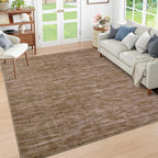 RUGSREAL Large Solid Color Area Rug for Living Room Washable Bedroom Area Rug Non-Slip Low-Pile Modern Contemporary Indoor Area Rugs Home Office Throw Carpet for Dining Room, 8' x 10' Taupe