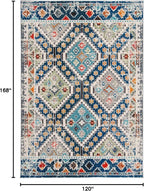 SAFAVIEH Madison Collection Area Rug - 10' x 14', Navy & Beige, Boho Diamond Distressed Design, Non-Shedding & Easy Care, Ideal for High Traffic Areas in Living Room, Bedroom (MAD418M)