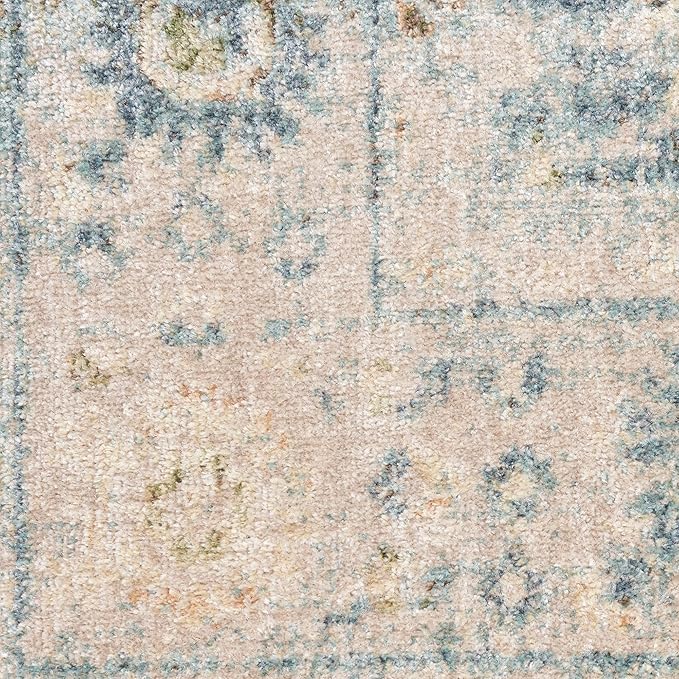 Nourison Home Astra Machine Washable Teal Beige 2' x 6' Area Rug Easy Clean, Non Shedding, Bed Room, Living Room, Dining Room, Kitchen (6' Runner)