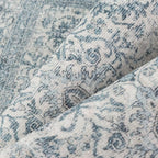Vintage Area Rug 5x7 Blue Washable Living Room Large Carpet Non Slip Bedroom Indoor Office Low Pile Traditional Distressed Retro Accent Rug for Dining Room Bathroom Kitchen