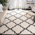 SAFAVIEH Dallas Shag Collection Area Rug - 10' x 14', Ivory & Dark Grey, Trellis Design, Non-Shedding & Easy Care, 1.5-inch Thick Ideal for High Traffic Areas in Living Room, Bedroom (SGD257H)