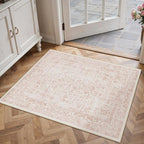 Pink Entryway Area Rug 2x3 Door Mat Machine Washable Kitchen Vintage Distressed Non Slip Carpet Indoor Retro Floral Accent Throw Small Rug for Bathroom Office Bedroom Dining Room