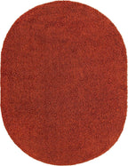 Unique Loom Solid Shag Collection Area Rug (7' 10" x 10' Oval, Terracotta)