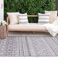 FH Home Flat Woven Outdoor Rug - Waterproof, Easy to Clean, Stain Resistant - Premium Polypropylene Yarn - Boho Moroccan - Patio, Porch, Deck, Balcony - Dakar - Charcoal - 5ft 2in x 7ft 6in