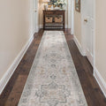 2'6''x14 Runner Rugs for Hallway, Machine Washable Non Slip Vintage Rugs, Low Pile Soft Print Rug for enrtyway, Corridor, Home Office,Light Taupe Brown