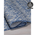 FH Home Flat Woven Outdoor Rug - Waterproof, Easy to Clean, Stain Resistant - Premium Polypropylene Yarn - Boho Moroccan - Large Patio, Deck, Sunroom - Dakar - Blue - 7ft 10in x 10ft 9in