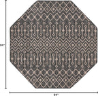 Unique Loom Outdoor Trellis Collection Area Rug - Tribal Trellis (7' 10" Octagon, Charcoal Gray/ Natural)