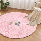 Andency Pink Round Area Rug for Bedroom, Shag Fuzzy Plush Circle Rug 7'X7' for Room, Cute Fluffy Circular Carpet for Dorm Playroom