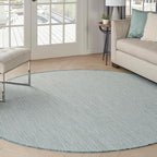 Nourison Home Courtyard Ivory Aqua 8' x Round Area Rug - Easy Clean, Non Shedding, Bed Room, Living Room, Dining Room, Kitchen (8' x Round)
