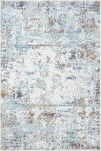 GLN Rugs Contemporary Collection - Machine Washable Area Rug, Contemporary Washable, Non Slip, Low Pile Chenille Rug, Living Room, Bedroom, Kitchen Rug (6' x 9' White/Grey/Blue/Brown)