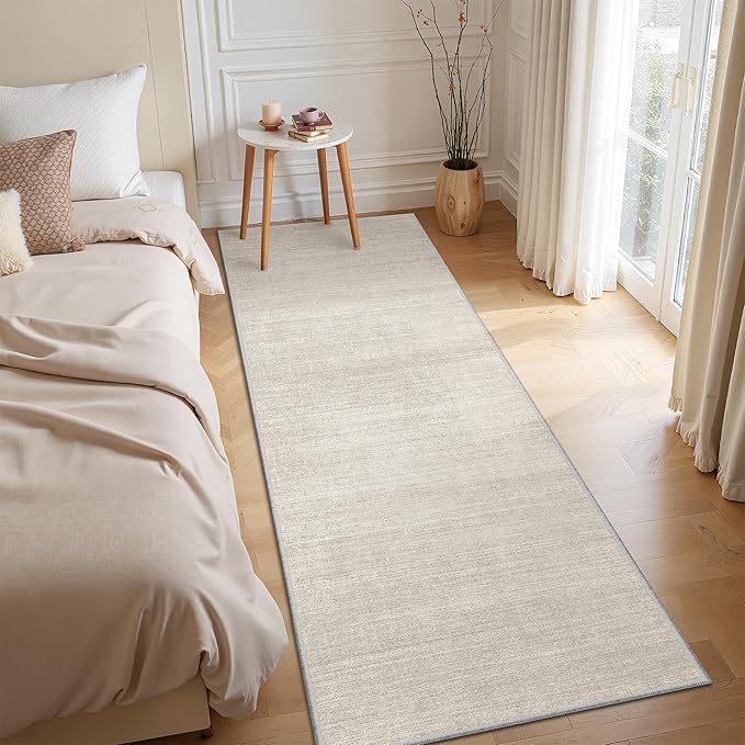 Valenrug Runner Rugs 2x8 - Stain Resistant 2x8 Rugs Runners for Hallways Living Room, Non Slip Runner Rugs for Bedroom, Folable Machine Washable Hallway Runner (2'x8', Beige)