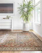 Loloi Layla Collection LAY-05 Ocean/Multi 2'-6" x 9'-6" .13" Thick Runner Rug, Soft, Durable, Vintage Inspired, Distressed, Low Pile, Non-Shedding, Easy Clean, Printed, Living Room Rug