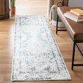 Bloom Rugs Washable Non-Slip 12 ft Runner - Beige/Blue Traditional Runner for Entryway, Hallway, Bathroom, and Kitchen - Exact Size: 2.5' x 12'