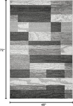 Superior Indoor Area Rug, Jute Backed, Modern Geometric Patchwork Floor Decor for Bedroom, Office, Living Room, Entryway, Hardwood Floors, Rockwood Collection, 4' x 6', Charcoal