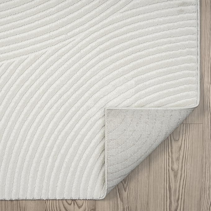Abani Cream Area Rug 12' x 15' for Living Room, Bedroom, Dining Room - Zen Reiki Circles Pattern - Durable & East to Clean