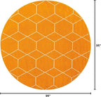 Unique Loom Trellis Frieze Collection Area Rug - Geometric (8' Round, Orange/ Ivory)