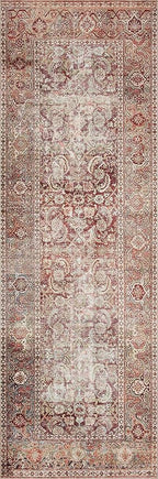 Loloi Layla Collection LAY-11 Cinnamon/Sage 3'-6" x 5'-6" .13" Thick Accent Rug, Soft, Durable, Vintage Inspired, Distressed, Low Pile, Non-Shedding, Easy Clean, Printed, Living Room Rug