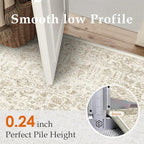 Light Brown Area Rug 4x5 Office Entryway Rug Machine Washable Kitchen Vintage Distressed Non Slip Carpet Indoor Retro Floral Accent Throw Door Mat for Bathroom Bedroom Dining Living Room