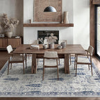 Bavni Rugs for Living Room, Floral Non Slip Machine Washable Rug, Neutral Low Pile Lightweight Rug for Dining Room Bedroom, Thin Durable Farmhouse Vintage Tree Blue 6x9 Rugs