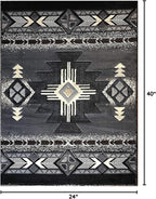 YHSF South West Native American Area Rug C318 - Easy Clean, Thick, Soft, Durable Native Tribal American Indian Inspired Rug for Bedroom/Living Room and More - Grey, 8 Feet x 10 Feet