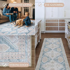 Washable Area Rug. Modern Farmhouse. Vintage. Turkish. Bohemian. Distressed. Oriental. Traditional. Rugs for Living Room. Dining. Bedroom. Office. Entryway. Foyer. (852CB, 2'5 x 9'8)