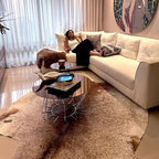 Genuine Cowhide Rug - Natural Leather Hide Rugs for Living Room & Area Rug for Bedroom - Real Cowhides Rug for Rustic Home Decor - Brown Speckled Cowhide Rugs Collection, 6x7-8ft