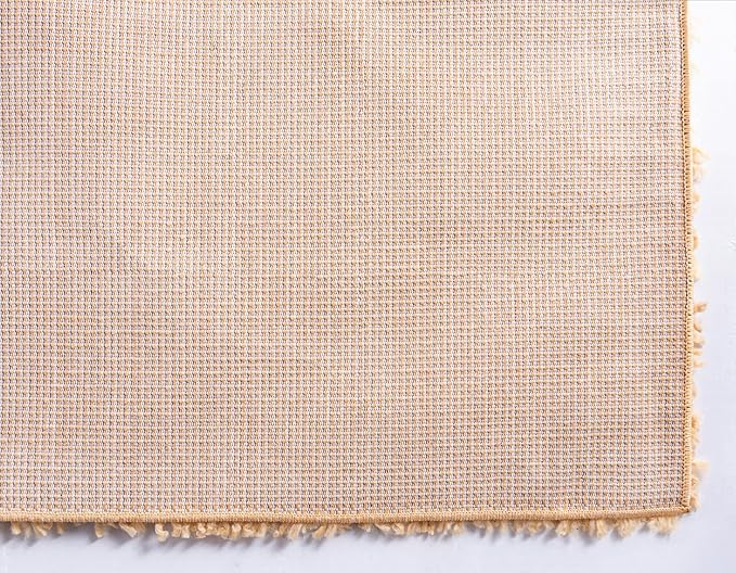 Unique Loom Davos Shag Collection Area Rug - Solid (5' 3" Square, Sun Yellow)