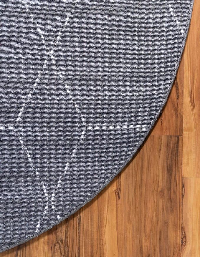 Unique Loom Trellis Frieze Collection Area Rug - Geometric (5' x 8' Oval, Dark Gray/ Ivory)