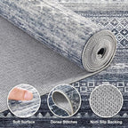 Nakagishi 8x10 Area Rugs Living Room: Washable Boho Large Neutral Soft Modern Rug Stain Resistant Moroccan Non Slip Indoor Floor Carpet for Bedroom Nursery Kids Playroom Office Dining Room- Blue