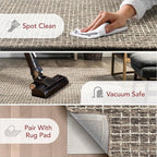 Rugs USA Melrose Handmade, Brown/Ivory, 6' x 9', Wool & Cotton, Soft and Cozy, High Traffic, Stain Resistant, Easy Clean, Durable Area Rug for Bedroom, Living Room, Dining Space, Den, Foyer, Entryway