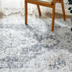 jinchan Runner Rug 3x7 Vintage Hallway Rug Kitchen Washable Runner Retro Floor Cover Lightweight Non-Slip Low Pile Thin Distressed Carpet for Entryway Bathroom Laundry Room Bedroom Stairway Grey