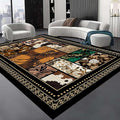 Floral Tropical Patchwork Area Rug 8x10ft, Vintage Black & Brown Country Carpet, Low Pile Non-Slip Mat for Cozy Bedroom, Dining Room, Farmhouse Decor