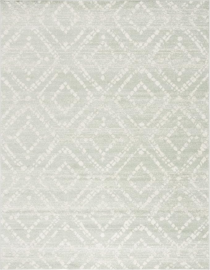 SAFAVIEH Adirondack Collection Area Rug - 11' x 15', Ivory & Green, Geometric Design, Ideal for High Traffic Areas in Living Room, Bedroom & Dining Room (ADR131Y-1115)