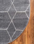 Unique Loom Trellis Frieze Collection Area Rug - Geometric (3' x 5' Oval, Light Gray/ Ivory)