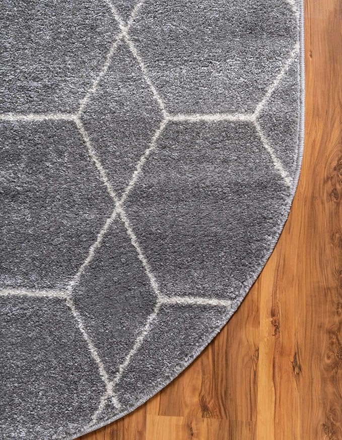 Unique Loom Trellis Frieze Collection Area Rug - Geometric (4' x 6' Oval, Light Gray/ Ivory)