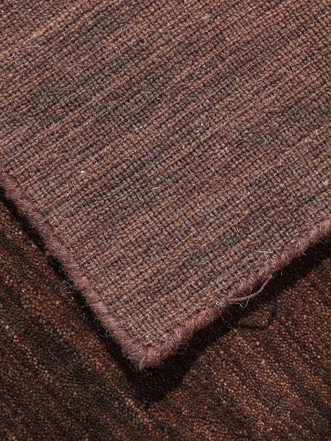 Hand Knotted Loom Wool ECO-Friendly Area Rugs - 6'x6', Square, Brown Color, Solid Plain Design, High Pile Thick Handmade Anti Skid Area Rugs for Living Room, Bed Room (L00111)