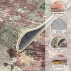 4x6 Area Rug Living Room Rugs - Washable Neutral Modern Abstract Soft Thin Rug Indoor Floor No Slip Rug Carpet for Bedroom Under Dining Table Home Office Decor - Purple/Green/Beige