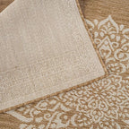 CAMILSON Outdoor Rug 6x9 Medallion Natural Modern Area Rugs for Indoor and Outdoor Patios Kitchen and Hallway Mats Washable Porch Deck Outside Carpet (Medallion Natural 6 x 9)