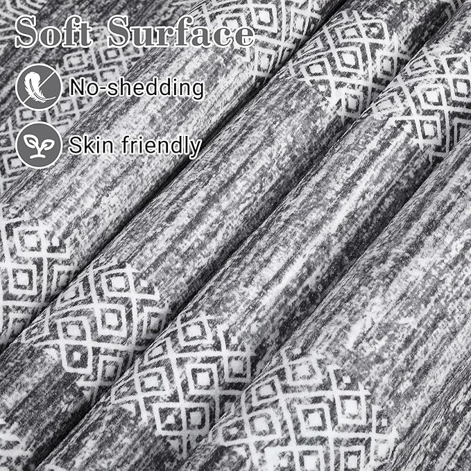 GarveeHome 8x10 Large Washable Area Rug Modern Bordered Rug Distressed Geometric Floor Carpet, Soft Non Slip Rug, Low Pile Non Shedding Rug, Indoor Gray Rug for Bedroom, Living Room