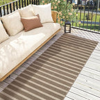 Lahome Striped Easy Jute Kitchen Runner, 2x8 Washable Indoor Outdoor Entryway Runner Rug, Farmhouse Neutral Non Slip Non Shedding Carpet for Hallway Porch Foyer, Khaki