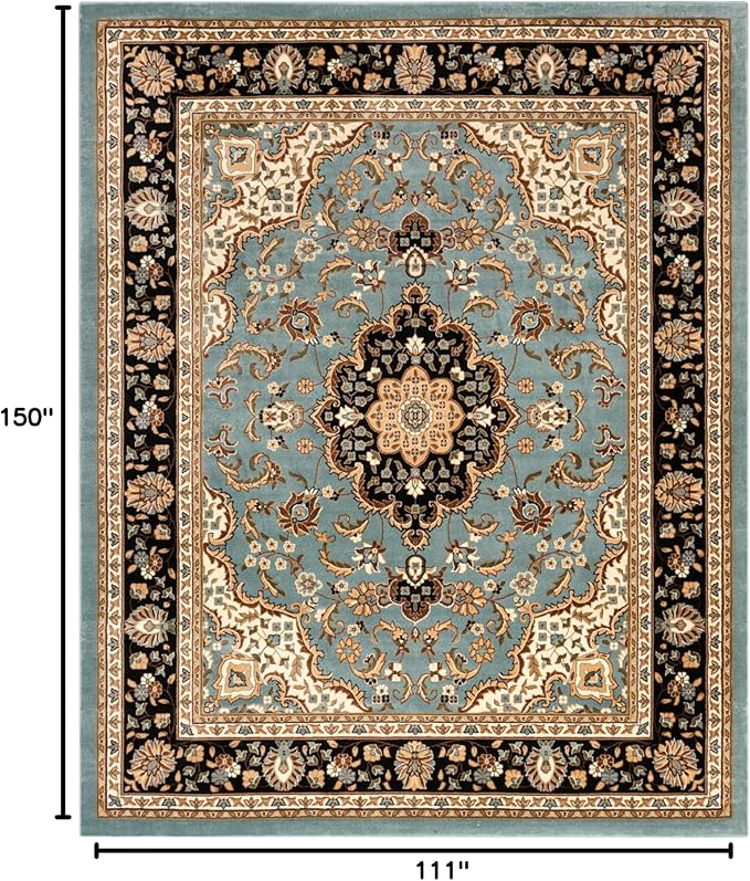 Well Woven Barclay Collection Medallion Kashan Light Blue 9x12 Area Rug - for Living Room, Bedroom, and Dining Room