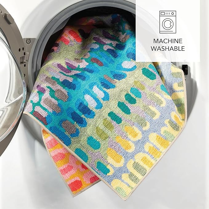 Dash and Albert Paint Chip Machine Washable Area Rug - 4' x 6' Multicolor - Geometric Accent Rug - Anti-Slip Backing, Lightweight, Machine Washable, High Traffic Areas Kitchen, Mudroom, Laundry Room