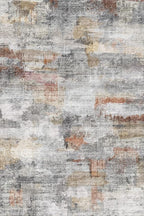 vivorug Washable Rug, Ultra Soft Area Rug 4x6, Non Slip Abstract Small Rug, Stain Resistant Rugs for Living Room Bedroom, Modern Fluffy (Gray/Rust, 4'x6')