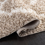 SAFAVIEH Dallas Shag Collection Area Rug - 10' Round, Beige & Ivory, Trellis Design, Non-Shedding & Easy Care, 1.5-inch Thick Ideal for High Traffic Areas in Living Room, Bedroom (SGD257D)